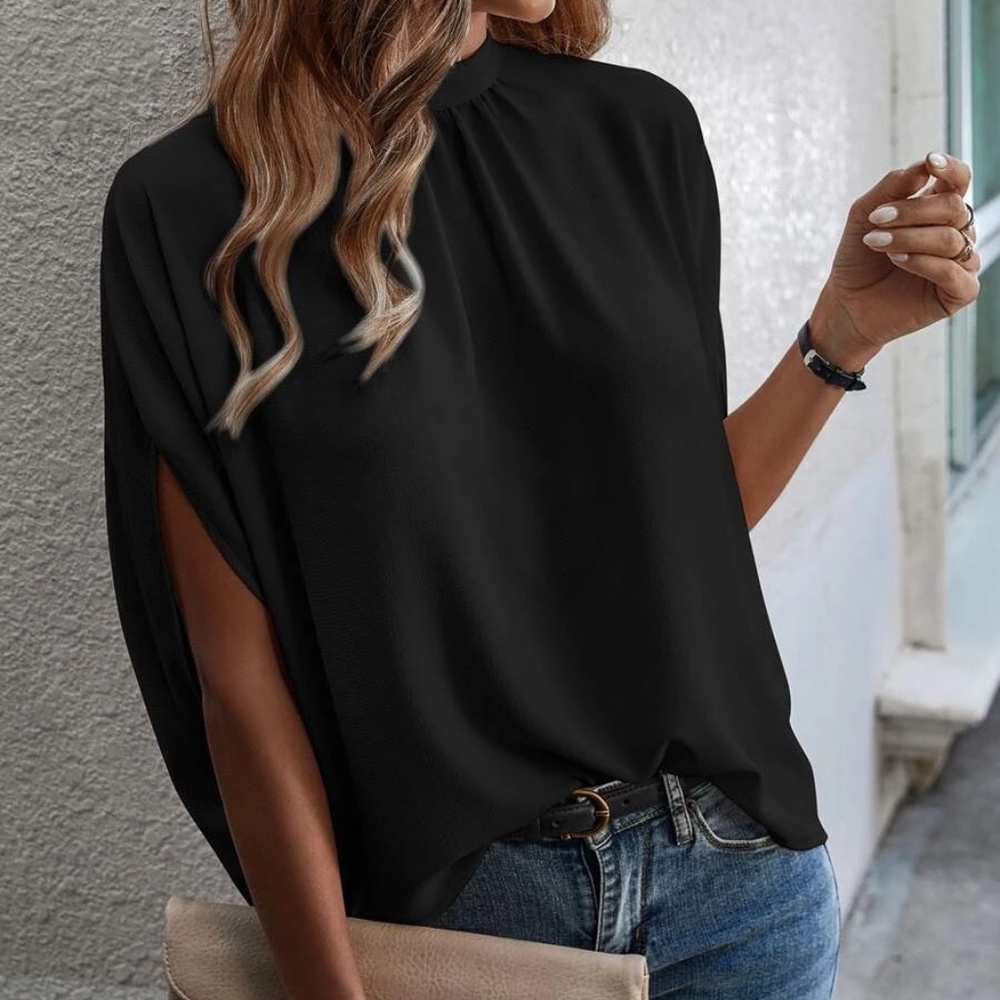 Classic Batwing Sleeve Loose Fit Blouse - Picture 3 of 16